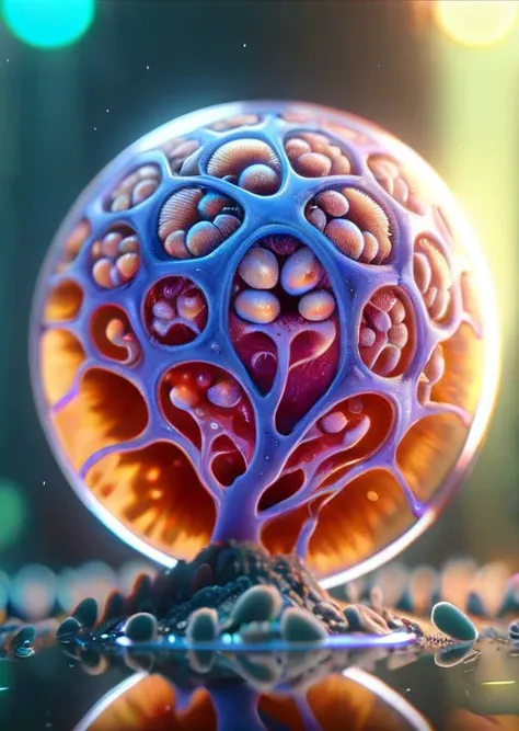 a close up of a glass ball with a tree inside of it