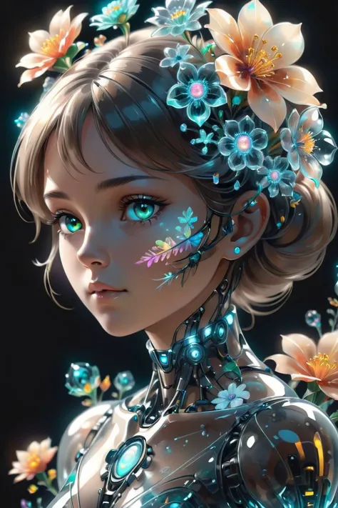 score_9, score_8_up, score_7_up, score_6_up, score_5_up, 8k portrait, girl, Fractal, glass flowers, soft focus, Sketched, Sci-Fi, key light, 50mm, chromatic, Glass and black, otherworldly, Highres