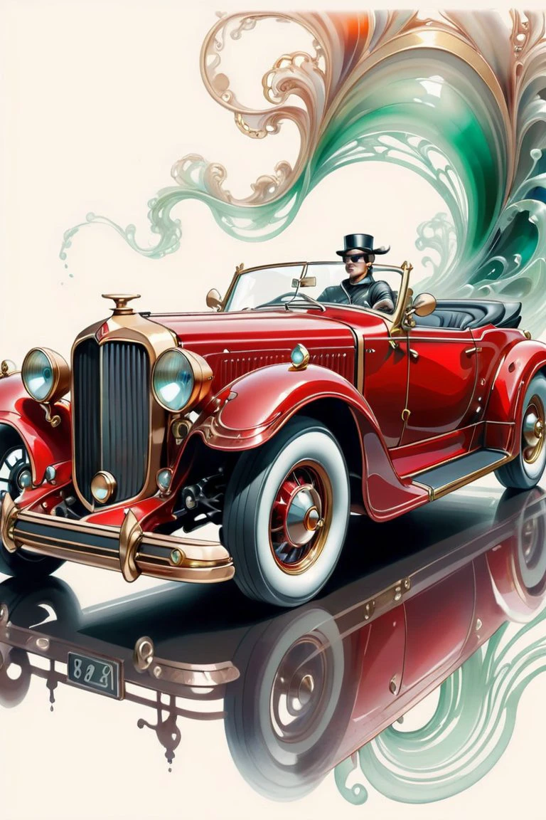 score_9, score_8_up, score_7_up, score_6_up, score_5_up, ink line art drawing of couple in classic convertible american car, driving fast on a road, sweeping lines, steampunk vibes, polished metallic red car. ink line art style, realistic, pencil sketch, dutch angle sparkling, elegant and unique, gently swaying, mysterious and charming, realistic and abstract art, details, very realistic, beautiful and vital, dreamlike and surreal, delicate brush strokes and rich colors, beauty and mystery, unimaginable beauty,Ornate And Intricate, transparent, translucent, Agate material, jade material, BY Anne Bachelier