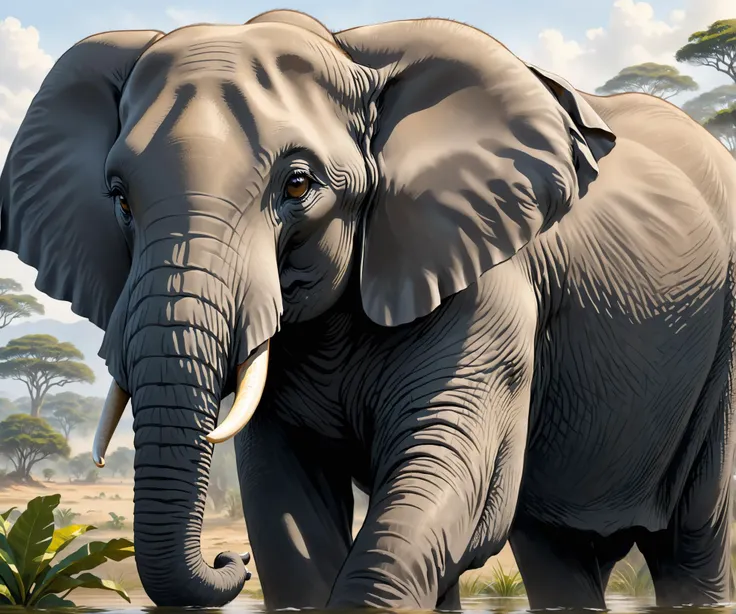 portrait of the world's greatest elephant, best quality, high resolution, detailed, masterpiece