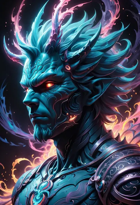Drawn in a calming mood with soft lines. Colors change with smooth transitions, no sharp boundaries. One day, when the young being feels its evil for the first time, when the aura encompasses it for the first time, when it feels the power for the first time, only then will its true entity become recognizable. (8k detailed masterpiece, best possible quality of image reproduction, best possible color depth, highly detailed playback quality, excellent native resolution)