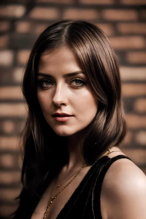 a woman is standing against a wall, realistic, close up, photorealistic, solo, Imogen Dyer <hypernet:ImogenModelV2.1:1>