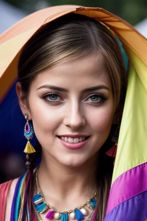 AbigaileJ_SoloTI_v1,
(A fringed vest, tie-dye maxi skirt, layered necklaces, smile, tambourine in hand:1.1),
((At a vibrant music festival, with tents and colorful flags fluttering:1.2)),
(seductive), photorealistic, masterpiece, high quality, artistic, unique, award winning photograph, professional, 8k, RAW photo, best quality,flattering, (cinematic:1.3), 
<lora:add_detail:0.6>, PA7_Portrait-MCU,