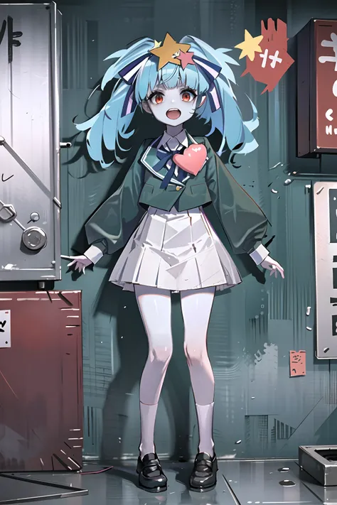 (masterpiece), (best quality), (ultra-detailed), hoshikawa zombie, 1girl, zombie, blue skin, <lora:Hoshikawa:0.9>, full body