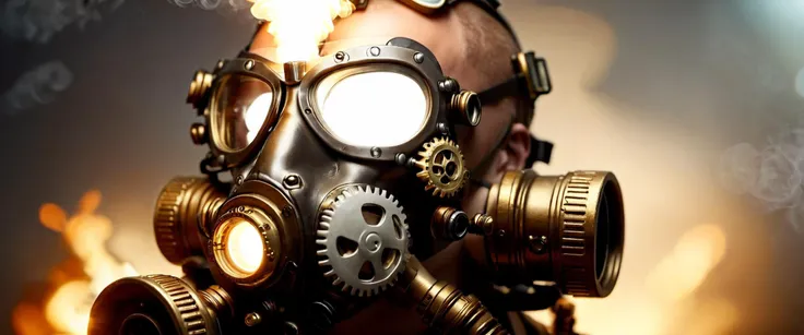 <lora:TechPunkAIv2Pruned:1> CogPunkAI gas mask, face, ((small, tiny, miniature, cinematic lighting, tilt-shift, macro shot, studio shot))