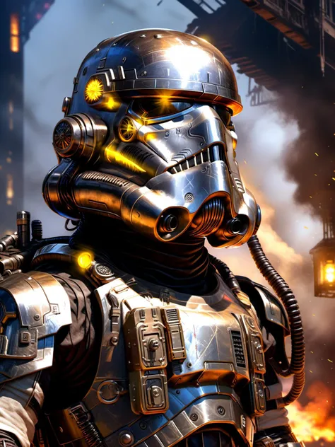 <lora:TechPunkAI:1> DieselPunkAI stormtrooper (Highly detailed, amazing fantasy setting), (Shiny Impressive lighting), (Colorful, Ultra Realistic, High quality, Highly detailed, Sharp focus, 8K UHD, Art photography), (trending on artstation)