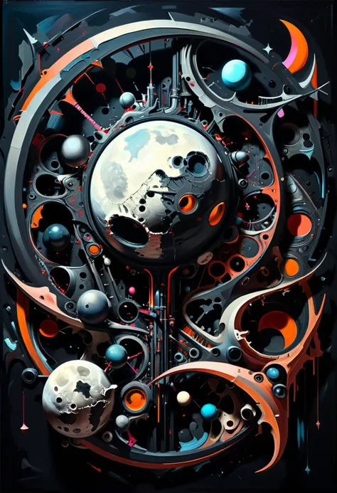 daring,dark mode,gothic,Stylistically diverse painting,((create a new and unique visual experience)),((BOOMððð)),complex expressions! abstract details,distinctive visuals,((Quirky)),Intricate,<lora:xl_more_art-full_v1:0.8>,uraniumtech ,<lora:TechPunkAIv2Pruned:0.8>,LunarPunkAI