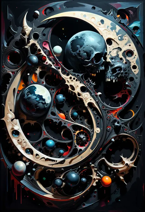 daring,dark mode,gothic,Stylistically diverse painting,((create a new and unique visual experience)),((BOOMððð)),complex expressions! abstract details,distinctive visuals,((Quirky)),Intricate,<lora:xl_more_art-full_v1:0.8>,uraniumtech ,<lora:TechPunkAIv2Pruned:0.8>,LunarPunkAI