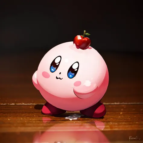 Highly detailed, High Quality, Masterpiece, Kirby, <lora:Kirby:0.9>, food, eating