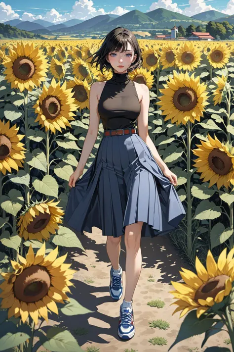 masterpiece, amazing quality, best quality, high resolution, 4K, 8K, UHD,
Ukiyoe art styles, by rella, by Yoneyama Mai, by KÅgyo Tsukioka
1girl, solo, Sleeveless turtleneck, midi skirt, and sneakers, stylish, Sightseeing in countryside, in a sunflower meadow, passionate,
close up,
<lora:Rella:0.3>, <lora:YoneyamaMai:0.3>,