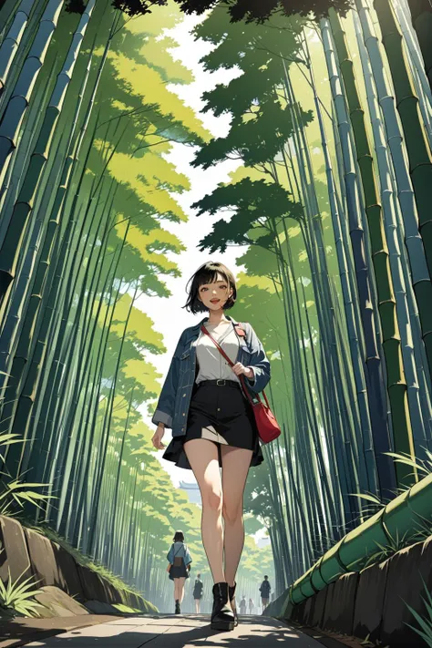 masterpiece, amazing quality, best quality, high resolution, 4K, 8K, UHD,
Ukiyoe art styles, by rella, by Yoneyama Mai, by Hasegawa ChikuyÅ
1girl, solo, Knit dress, denim jacket, and ankle boots., stylish, Sightseeing in Tokyo, in a bamboo forest, enthusiastic,
dutch angle,
<lora:Rella:0.3>, <lora:YoneyamaMai:0.3>,
