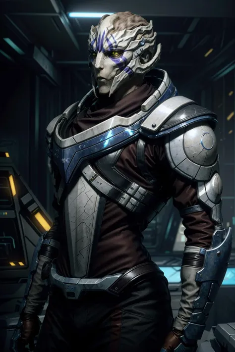 (masterpiece, best quality)
armor, yellow eyes, alien, VetraMEA, solo, upper body, from side, official alternate costume, glowing, science fiction
<lora:epi_noiseoffset2:1>, <lora:add_detail:0.5>, <lora:VetraMEA:0.7>