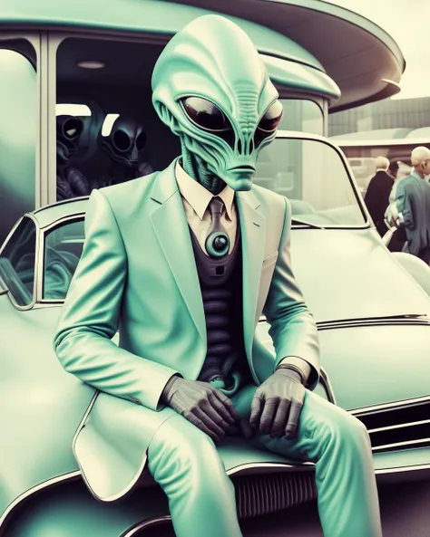a man in a suit and tie sitting in a car