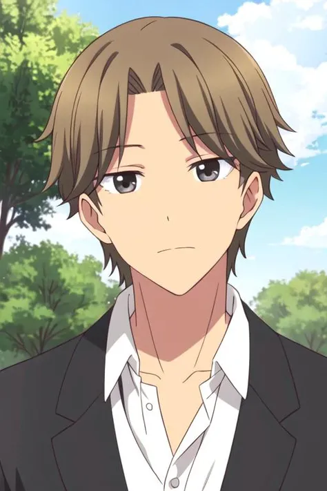 masterpiece, best quality, , 1boy, solo, male focus, looking at viewer, , , , realistic, <lora:rihito_sawaguchi:0.68>, rihito_sawaguchi, brown hair, grey eyes
