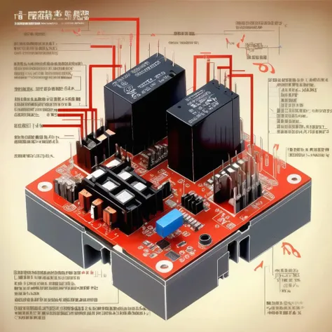 <lora:Isometric Cutaway:1>,Isometric Cutaway ,It explains how the structure of the relay is and how it is installed, Chinese description