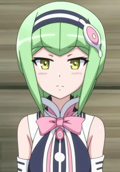 <lora:Francesca:0.8>, Francesca, 1girl, solo, looking at viewer, blush, hair ornament, parody, android
