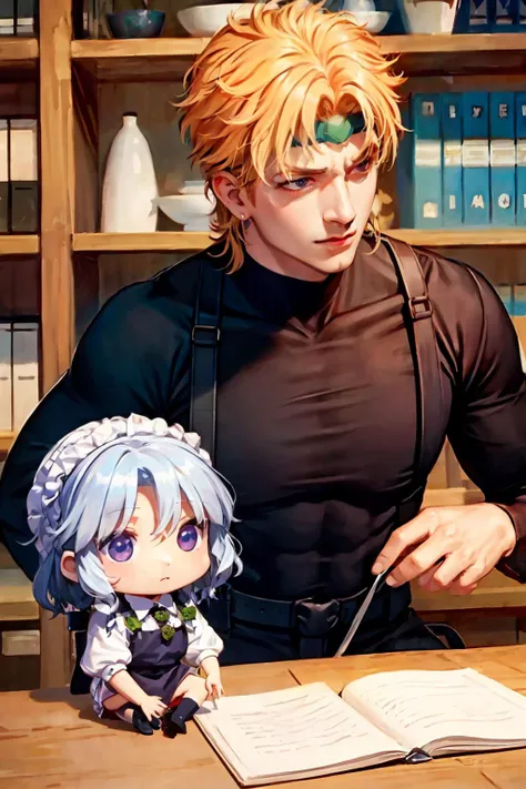 masterpiece, best quality,1boy and 1girl,,(chibi:1.4)