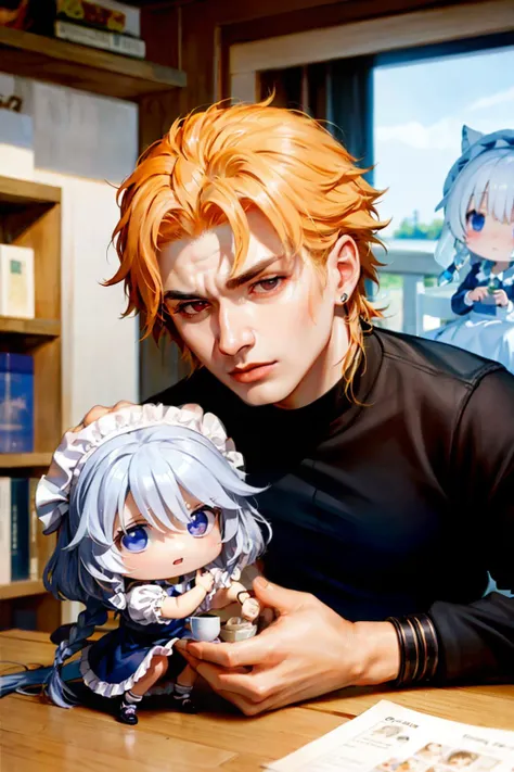 masterpiece, best quality,1boy and 1girl,,(chibi:1.4)