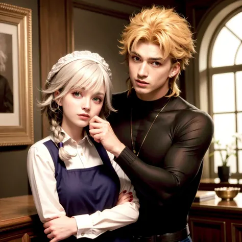 masterpiece, best quality,1girl and 1boy,(white hair:1.1)