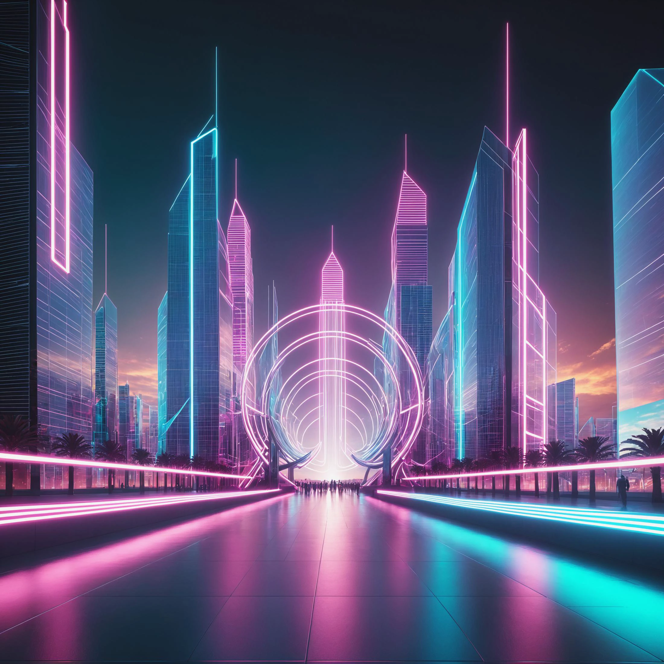 city, cyberspace <lora:Neon_Cyberpunk_Vaporwave_SDXL-000005:0.8>mad-vprwv, (masterpiece:1.2), best quality