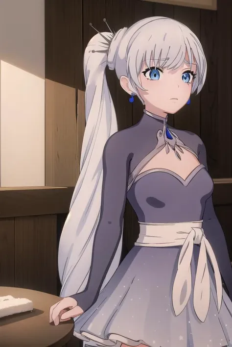 weissschnee, <lyco:weissschnee-lyco-nochekaiser:1>,
weiss schnee, long hair, blue eyes, hair ornament, ponytail, white hair, side ponytail, scar, tiara, scar on face, scar across eye,
BREAK dress, jewelry, earrings, blue dress,
BREAK indoors,
BREAK looking at viewer, (cowboy shot:1.5),
BREAK <lora:GoodHands-beta2:1>, (masterpiece:1.2), best quality, high resolution, unity 8k wallpaper, (illustration:0.8), (beautiful detailed eyes:1.6), extremely detailed face, perfect lighting, extremely detailed CG, (perfect hands, perfect anatomy),