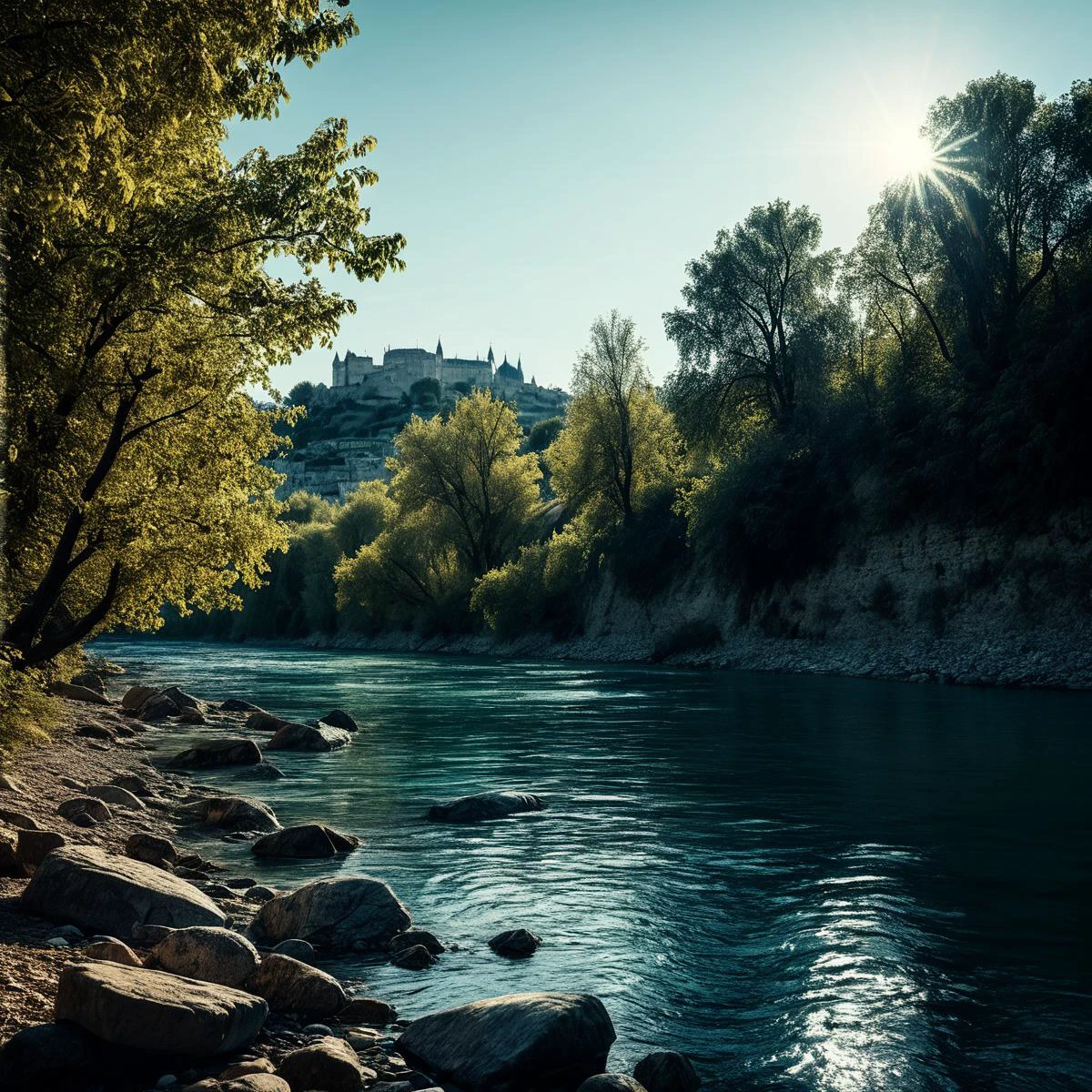 (((By a river with the Rhone River in the background))), volumetric lighting, vibrant colors, 4k epic detailed, shot on kodak, 35mm photo, sharp focus, high budget, cinemascope, moody, epic, gorgeous, film grain, grainy, low key photography, dramatic lighting, intense emotions, cinematic feel, mysterious ambiance, emphasizing shape and form, creating depth, evoking drama, storytelling through shadows, professional technique,professional lighting, imaginative concept, creative styling, otherworldly aesthetic, surreal visual, captivating narrative, intricate detail, fantastical landscape, editorial storytelling, professional lighting, creating visual impact, evoking emotion, pushing creative boundaries <lora:add-detail-xl:2> <lora:Cosine_freck:1>