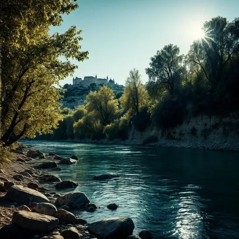 (((By a river with the Rhone River in the background))), volumetric lighting, vibrant colors, 4k epic detailed, shot on kodak, 35mm photo, sharp focus, high budget, cinemascope, moody, epic, gorgeous, film grain, grainy, low key photography, dramatic lighting, intense emotions, cinematic feel, mysterious ambiance, emphasizing shape and form, creating depth, evoking drama, storytelling through shadows, professional technique,professional lighting, imaginative concept, creative styling, otherworldly aesthetic, surreal visual, captivating narrative, intricate detail, fantastical landscape, editorial storytelling, professional lighting, creating visual impact, evoking emotion, pushing creative boundaries <lora:add-detail-xl:2> <lora:Cosine_freck:1>