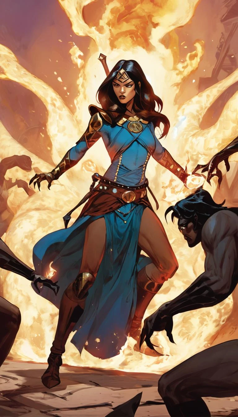 comic Cinematic scene, hero view, d4s sorceress, action pose, detailed background, masterpiece, best quality, high quality, absurdres <lora:diablo_4_sorceress_xl_v3:1> . graphic illustration, comic art, graphic novel art, vibrant, highly detailed