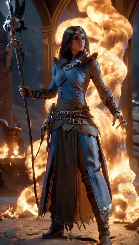 professional 3d model Cinematic scene, hero view, d4s sorceress, action pose, detailed background, masterpiece, best quality, high quality, absurdres <lora:diablo_4_sorceress_v0.0.2:1> . octane render, highly detailed, volumetric, dramatic lighting