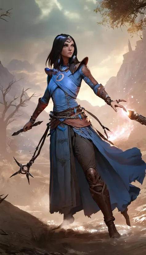 Cinematic scene, hero view, d4s sorceress <lora:diablo_4_sorceress_v0.0.1:1>, action pose, nature, detailed background, masterpiece, best quality, high quality, absurdres