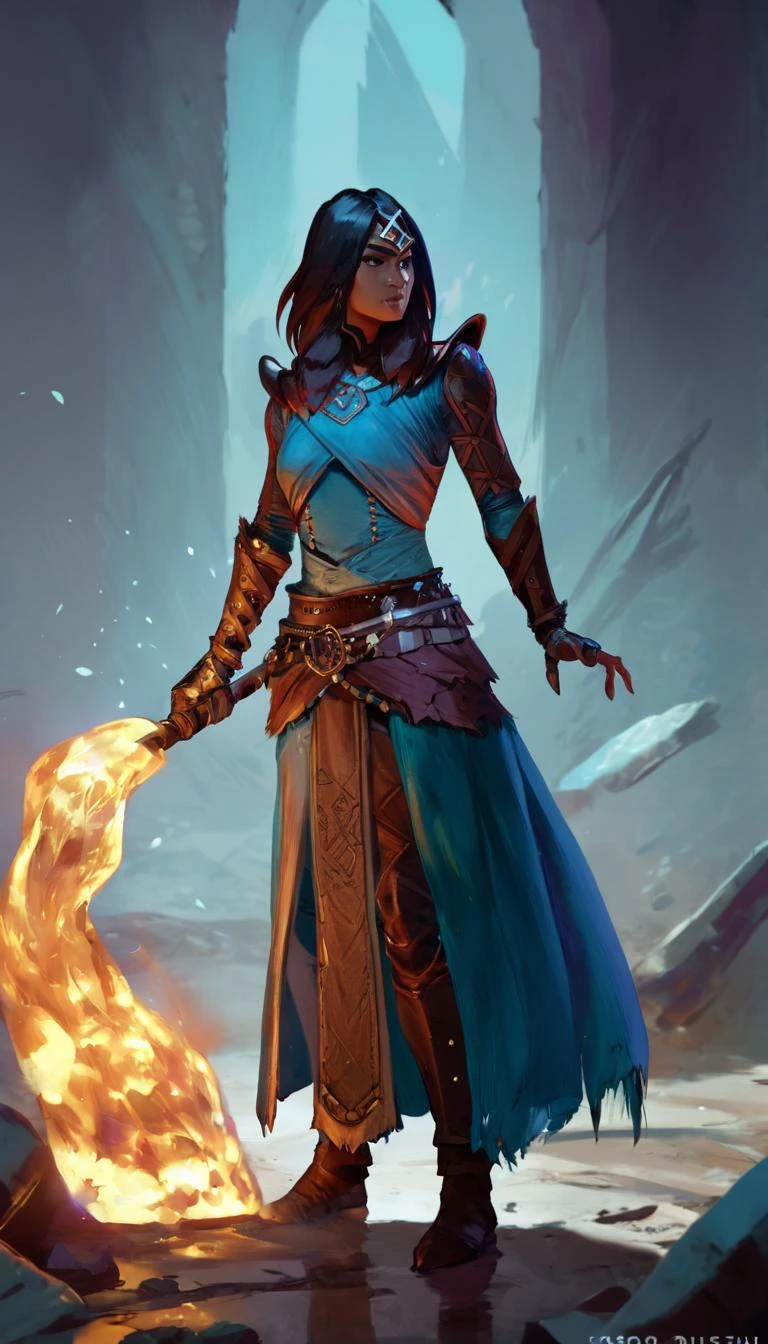 concept art Cinematic scene, hero view, d4s sorceress, action pose, detailed background, masterpiece, best quality, high quality, absurdres <lora:diablo_4_sorceress_v0.0.2:1> . digital artwork, illustrative, painterly, matte painting, highly detailed