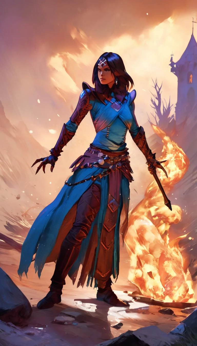 concept art Cinematic scene, hero view, d4s sorceress, action pose, detailed background, masterpiece, best quality, high quality, absurdres <lora:diablo_4_sorceress_v0.0.2:1> . digital artwork, illustrative, painterly, matte painting, highly detailed