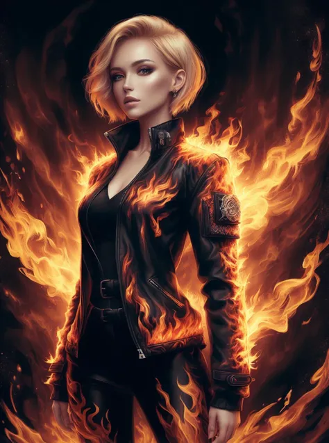 illustartion,digital art,1girl, short straight blond hair, posing, jacket made of fire and flame, complex room background, 
<lora:FireFashion70:0.6> FireFashion,8k uhd, high quality, (intricate details:0.9), (hdr, hyperdetailed:1.2),[cory loftis, strobist, pascal campion::0.2]