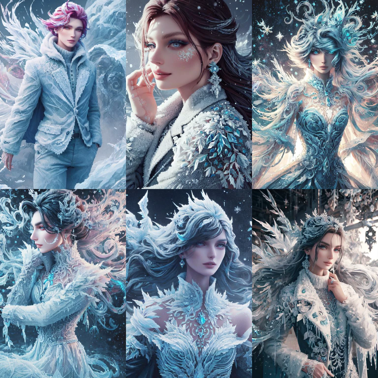 (otherworldly, otherworldly atmosphere, otherworldly appearance), highly insanely detailed, masterpiece, top quality, best quality, highres, 4k, 8k, RAW photo, (long_hair, long hair), collar, earrings, jewelry,
(random colors cloth, random colors hair, random long hair, dynamic hair, glowing hair),
long hair, eyelashes, eyeliner, makeup, hair over one eye,
(dynamic pose), (dynamic weather),
illustration, digital art, 1girl, posing, jacket made of ice and frost, IceFashion, complex absurd background, flat colors, painting,
<lora:IceFashion:0.8>,
<lora:pytorch_lora_weights:0.8>, dslr, soft lighting, (hdr, hyperdetailed:1.2),
(smiling at viewer), (fantasy world)