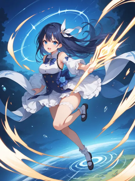 1girl,A swirling vortex of blue and white energy forms in the air.,, score_9, score_8_up, score_7_up, source_anime,