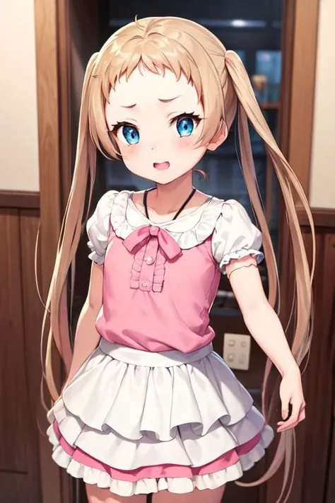 masterpiece, best quality, (little girl:1.3) , shirt ,white skirt
twintails,very long hair, blue eyes, blonde hair,  standing ,  
<lora:TSZM:1>