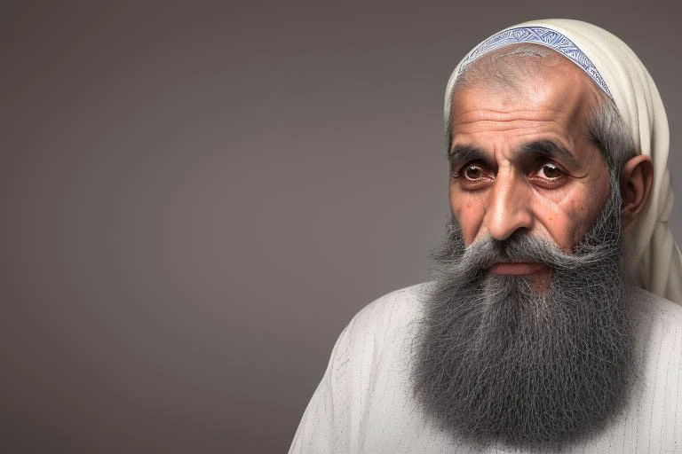 islamicdiffusion Bearded old man, handsome, rugged, sadness + crying, Arabic, award-winning photography, nikon d750.