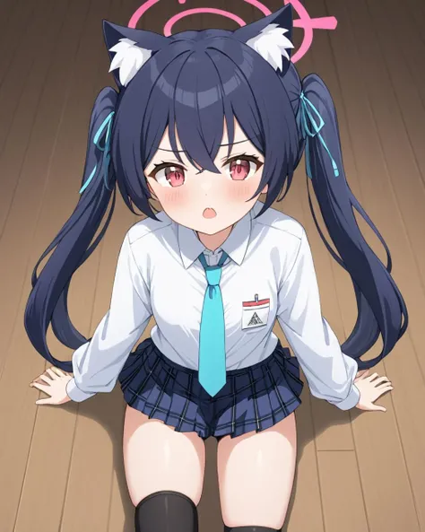 serika \(blue archive\),1girl, halo, solo, twintails, necktie, looking_at_viewer, plaid_skirt, school_uniform, hair_ribbon, bike_shorts, animal_ear_fluff, blush, thighhighs, white_shirt, long_sleeves, open_mouth, collared_shirt, pleated_skirt
<lora:serika_(blue_archive)_image1321_2023-11-28-000012:1>halo. gorgeous,key visual, vibrant, studio anime,award-winning, professional, highly detailed,high budget, cinemascope