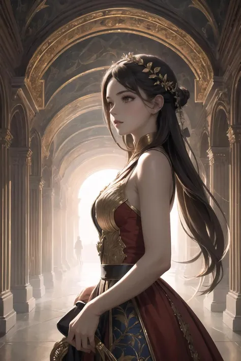 1girl,red, xuancaimofa, (masterpiece, top quality, best quality, official art, beautiful and aesthetic:1.2),<lora:XuancaiMofa-Classical:0.45>