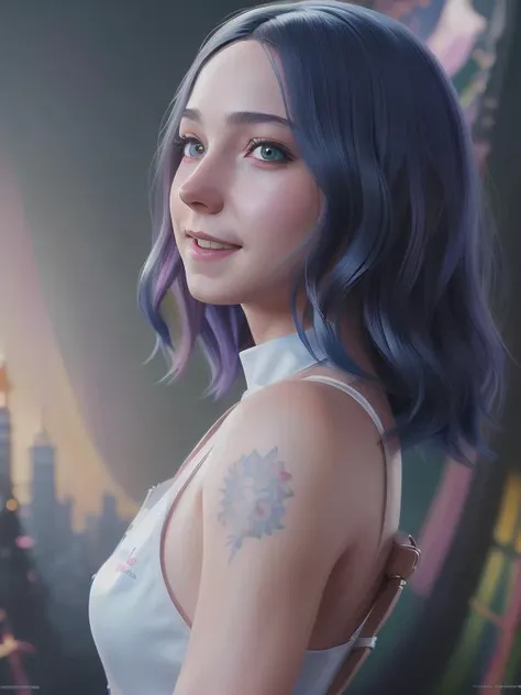 sexy (Emma Myers:1.1) as enid sinclair nude, smile, (looking at viewer:1.2), dark blue hair, modelshoot style, (extremely detailed CG unity 8k wallpaper), full shot body photo of the most beautiful artwork in the world, photorealistic painting by Ed Blinkey, Atey Ghailan, Studio Ghibli, by Jeremy Mann, Greg Manchess, Antonio Moro, trending on ArtStation, trending on CGSociety, Intricate, High Detail, Sharp focus, dramatic, photorealistic painting art by midjourney