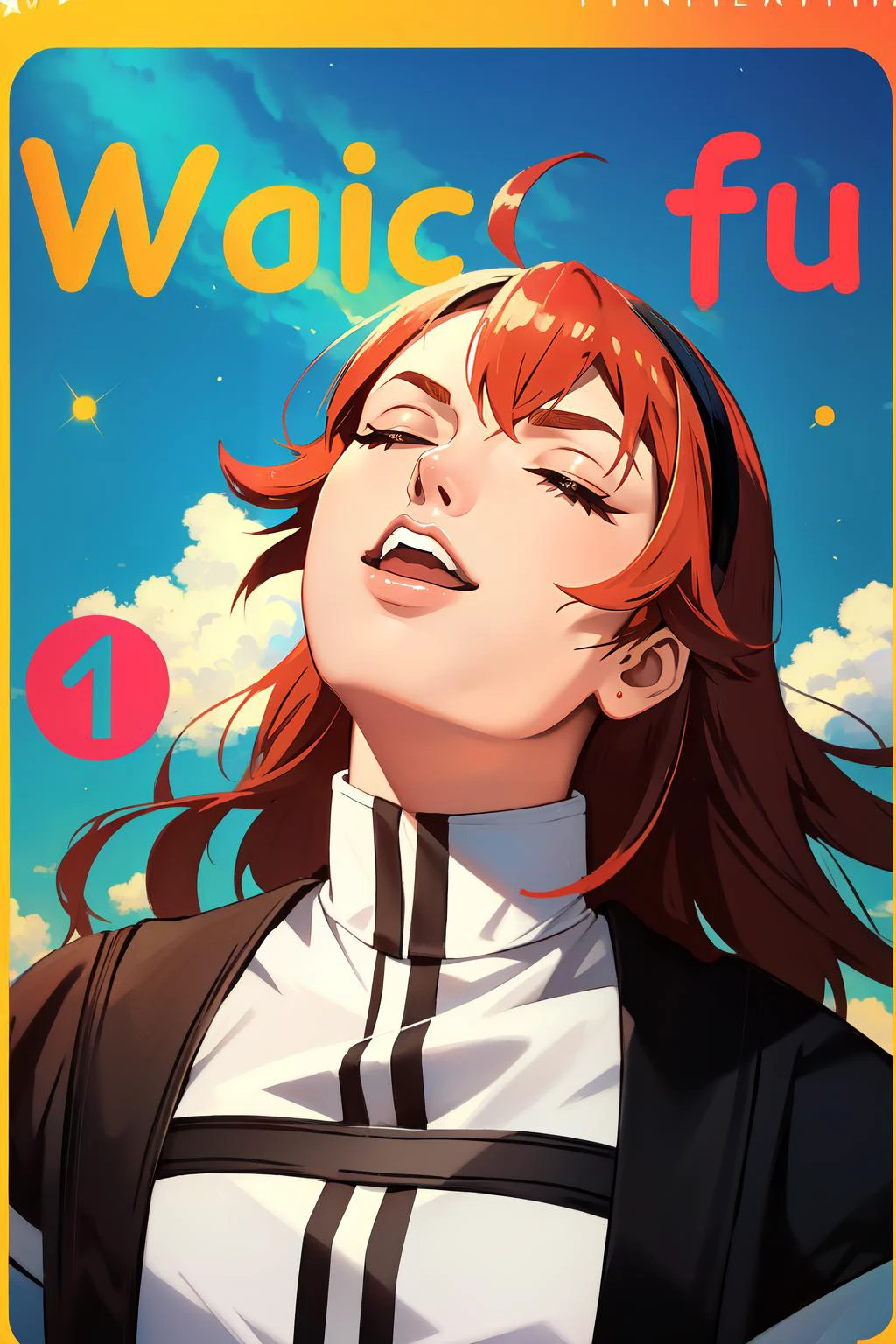 (masterpiece, best quality), intricate details,
magazine cover, <lora:eris_greyrat-10:0.8> eris_greyrat, ahoge, hairband, black hairband, shirt <lora:FabulousSecretPowersMeme:0.8> IncrsSecretPower, solo, closed eyes