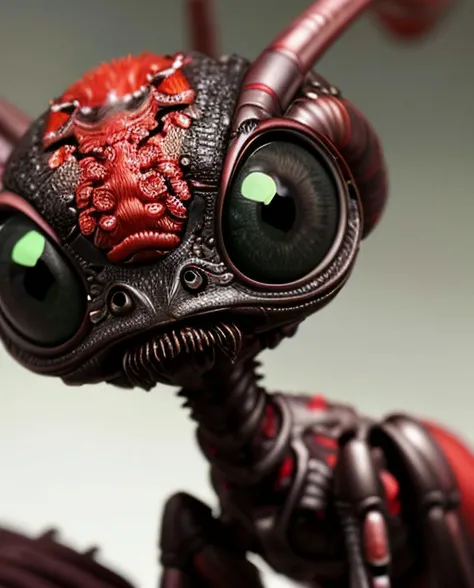 post-impressionism painting art style of a cute creature from another planet. terraforming, ((alien flora in background)), (macro photography, close-up, hyper detailed), trending on artstation, sharp focus, studio photo, intricate details, (several big (black and red) eyes), (arthropod:0.6), highly detailed, insect-like, cinematic lighting, perfect composition