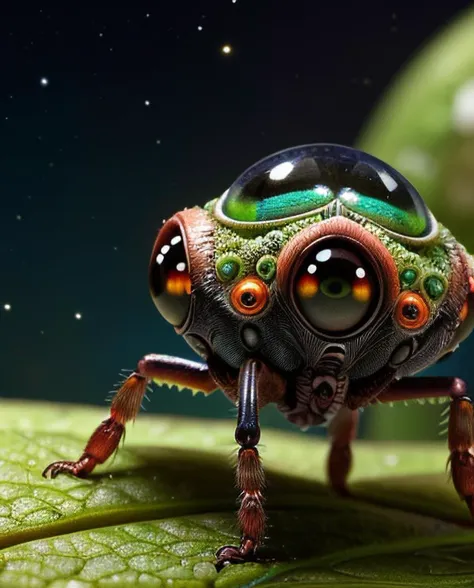 post-impressionism painting art style of a cute creature from another planet. terraforming, ((alien flora in background)), (macro photography, close-up, hyper detailed), trending on artstation, sharp focus, studio photo, intricate details, multiple big eyes, highly detailed, insect-like, cinematic lighting, perfect composition