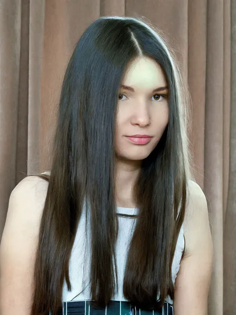 <lora:ArielTylor_SD15_v1.1:1> ArielTylor polaroid photo a portrait of a beautiful woman with long hair standing in front of a futuristic city, the most clean photography style