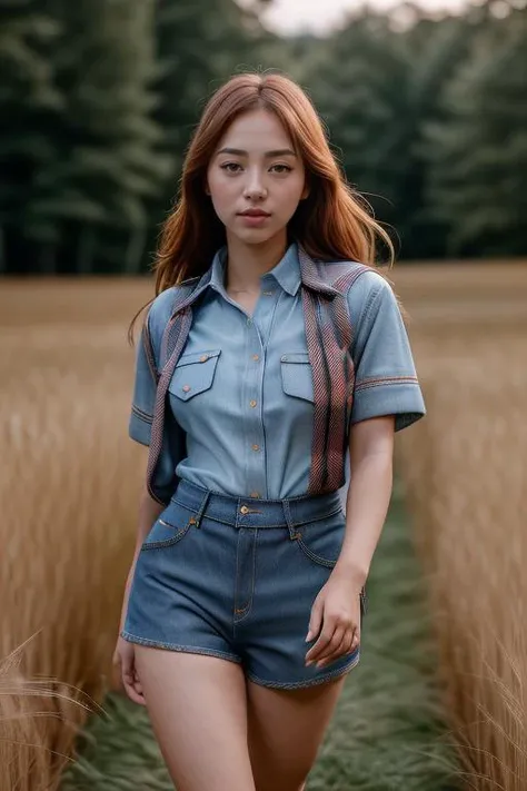 DEN_unijung_OF,
(walking through a tallgrass meadow wearing (Jean shorts:1.3) and (plaid shirt:1.3), meadow, wild, overgrown, walking,:1.2),
bokeh, f1.4, 40mm, photorealistic, raw, 8k, textured skin, skin pores, intricate details <lora:epi_noiseoffset2:1>, epiCRealism
