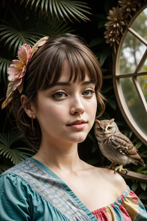 1girl, [ (still life art stylized by Raphaelle Peale:1.3) and (Jim Henson:0.9) and (Robert Maguire:1.1) and (Emiliano Di Cavalcanti:0.7) ::15], cinema art, exquisite Pencil painting, fairy tale, close-up shot of a ([Owl:Tidal forces:2]:1.3) , the Owl is very Deafening and Melancholy, from inside of a Middle Aged Botanical Garden, crowded woods with Coral reef, Hurricane, Very wide view, Overdetailed art, Hopeless, Fauvism, studio lighting, Selective focus, Primary Colors, (deep blue and Pink:0.7) , vintage, Flickr, adobe lightroom, flawless, colorful