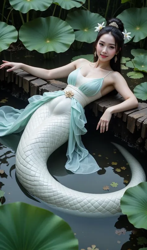 A radiant woman with a charming smile and sparkling eyes is posing as a sexy mermaid in a full body shot. She's wearing a shimmering mermaid tail and bikini top, surrounded by a beautiful underwater setting. It's a daytime scene with a mystical, enchanting mood. The lighting is soft and magical, creating a dreamy atmosphere. (solo), (look back pose: 1.5), (mermaid outfit: 1.5), (perfect anatomy: 1.3), (daytime: 1.3), (mystical enchanting mood: 1.5), (soft magical lighting: 1.4), (fantasy style: 1.3), (vivid colors: 1.2), (cinematic composition: 1.3), (professional photography: 1.4), (high detail: 1.5), (NSFW: 1.5).