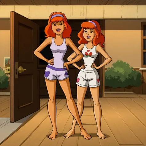 AnnP, Annp is Mother, leaning on counter, 2girls, mother with short hair and blue eyes, daughter with long hair and green eyes, orange hair, kitchen, smile, , flat color, window, curtains, indoors, score_9, score_8_up, score_7_up, score_6_up, score_5_up, score_4_up, looking at viewer, aroused, seductive, shy, blush, nude bopussy juice_possible, kim_possible is daughter, saliva, nipples, daughteand suck mother breasts nip,