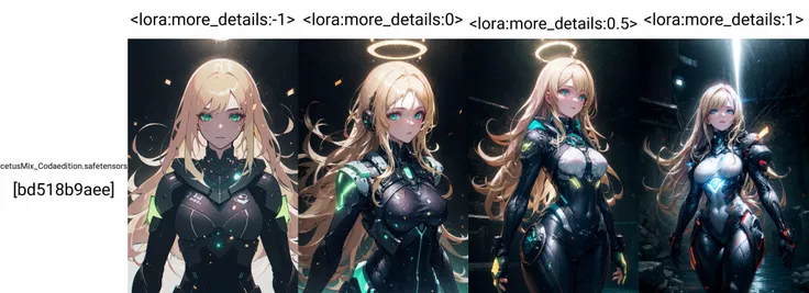 upper body, (Thick Body:1.4), (Long Blond Hair:1.4), Green Eyes, HDR (High Dynamic Range), Ray Tracing, NVIDIA RTX, Super-Resolution, Unreal 5, Subsurface Scattering, PBR Texturing, Post-Processing, Anisotropic Filtering, Depth-Of-Field ,Maximum Clarity And Sharpness, Multi-Layered Textures, Albedo And Specular Maps, Surface Shading, Accurate Simulation Of Light-Material Interaction, Octane Render, Two-Tone Lighting, Low ISO, White Balance, Rule Of Thirds, Wide Aperture, 8K RAW, Efficient Sub-Pixel, Sub-Pixel Convolution, (Luminescent Particles:1.4), {{Masterpiece, Best Quality, Extremely Detailed CG, Unity 8k Wallpaper, 3D, Cinematic Lighting, Lens Flare}}, <lora:more_details:-1> <lora:mecha_offset:1>