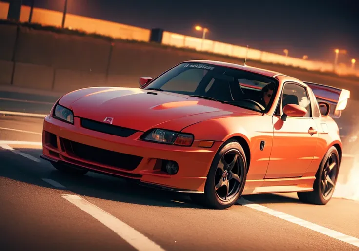 {top quality}, 1car, Honda S2000, racing, on highway, at midnight